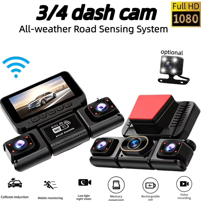 Panoramic Dash Cam 360 - 3/4CH WiFi 360° ° Kamera Dasbor