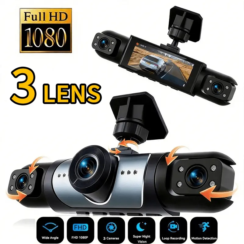 360 °   Kamera Dasbor Tiga Sal - Panoramic Dash Cam 360 ulasan dan harga