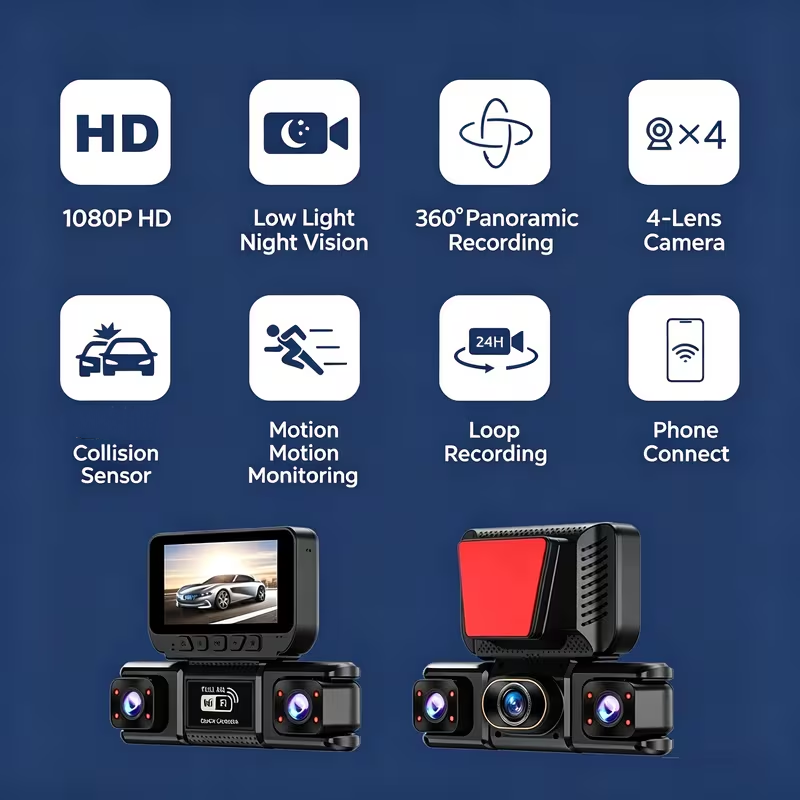 3/4CH WiFi 360° °   Kamera Das - Panoramic Dash Cam 360 ulasan dan harga